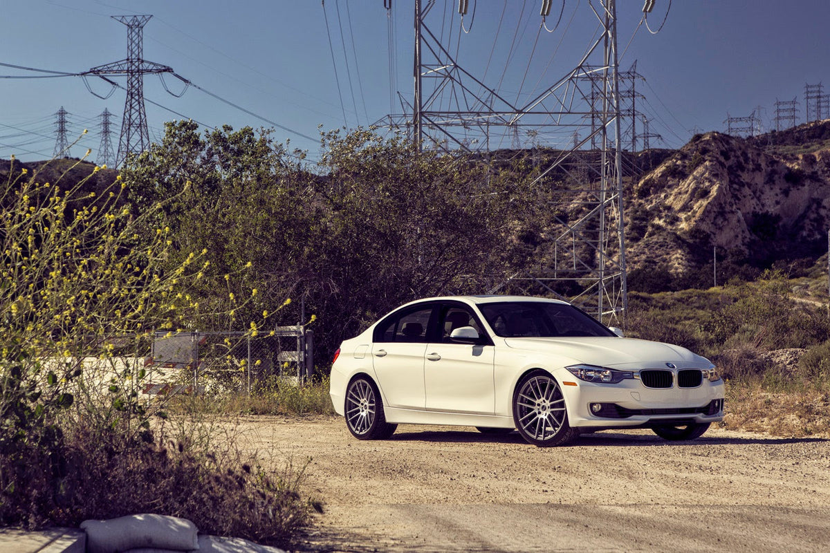 2013 BMW 328i with 20inch staggered matte graphite/machined face BD-4