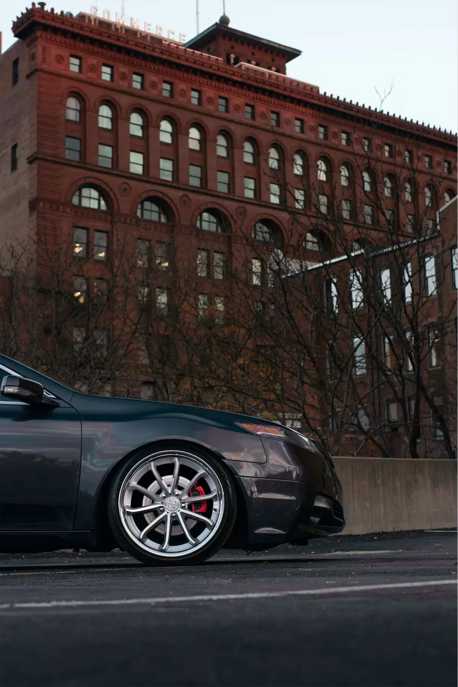 A 2012 Acura TL on Blaque Diamond BD-23 Silver Machined with Chrome Lip Wheels