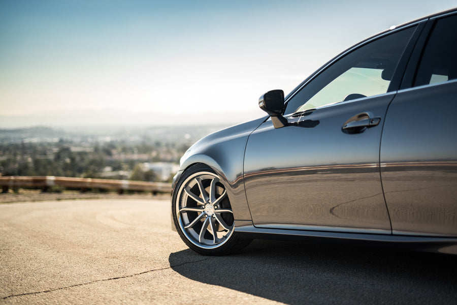 A 2013 GS350 on Blaque Diamond BD-23 Silver with Chrome Lip Staggered Wheels
