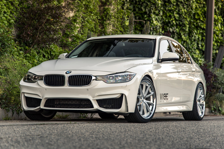 A 2014 BMW 328i on 20 Inch Staggered Silver with Chrome SS Lip Wheels