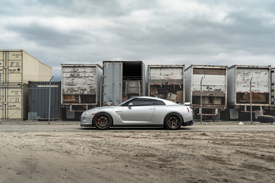 A 2015 Nissan GTR on Blaque Diamond BD-F18 Custom Matte Bronze Wheels