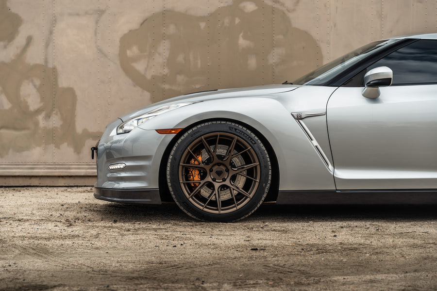 A 2015 Nissan GTR on Blaque Diamond BD-F18 Custom Matte Bronze Wheels
