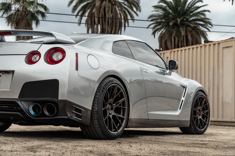 A 2015 Nissan GTR on Blaque Diamond BD-F18 Custom Matte Bronze Wheels