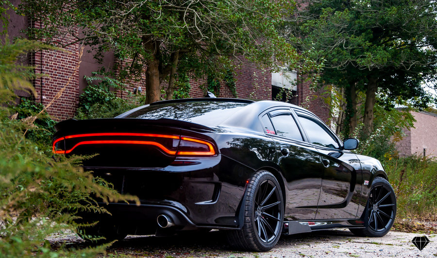 A 2016 Dodge Charger Scat Pack on 20 Inch Blaque Diamond BD-11 Gloss Black Wheels