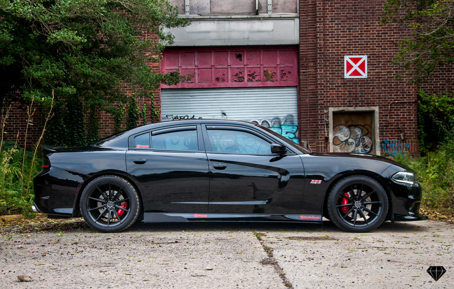 A 2016 Dodge Charger Scat Pack on 20 Inch Blaque Diamond BD-11 Gloss Black Wheels