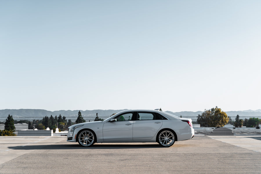 A 2016 Cadillac CT6 on Blaque Diamond BD-23 Silver Machined with Chrome Lip Wheels