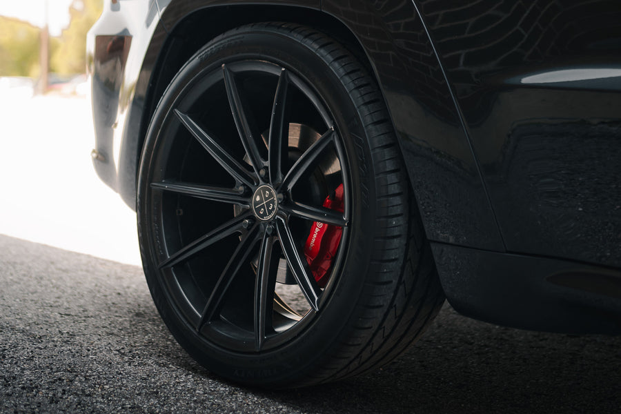 A 2016 Jeep SRT8 on 20 Inch Blaque Diamond BD-11 Gloss Black Wheels