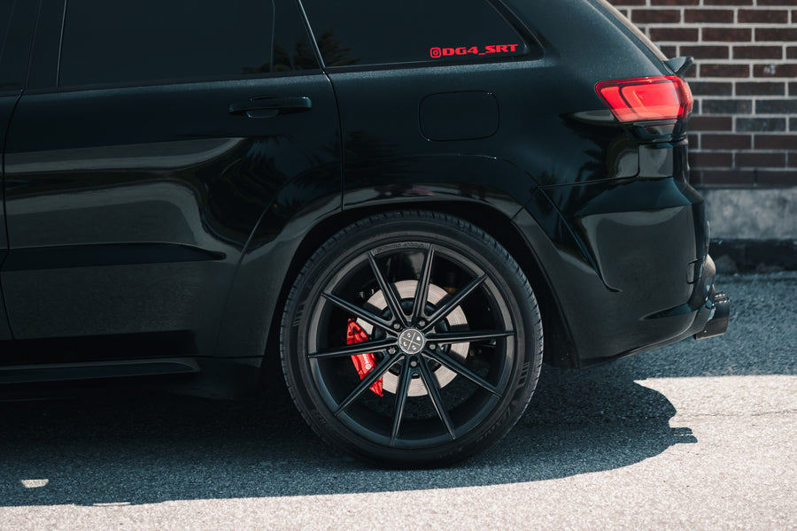 A 2016 Jeep SRT8 on 20 Inch Blaque Diamond BD-11 Gloss Black Wheels
