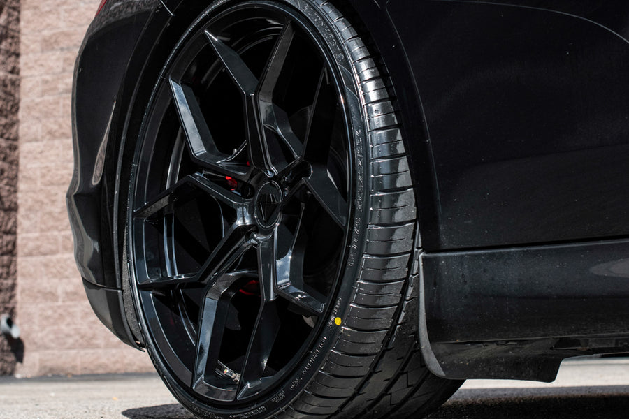 A 2016 Porsche Panamera 4S on 20 Inch Blaque Diamond BD-F25 Gloss Black Wheels
