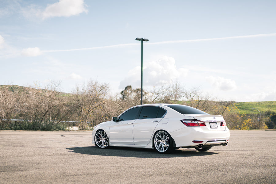 A 2017 Honda Accord on Blaque Diamond BD-F18 Brushed Silver Wheels
