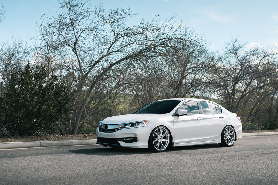A 2017 Honda Accord on Blaque Diamond BD-F18 Brushed Silver Wheels