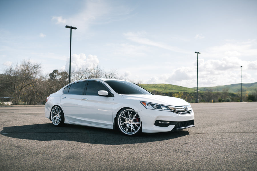A 2017 Honda Accord on Blaque Diamond BD-F18 Brushed Silver Wheels