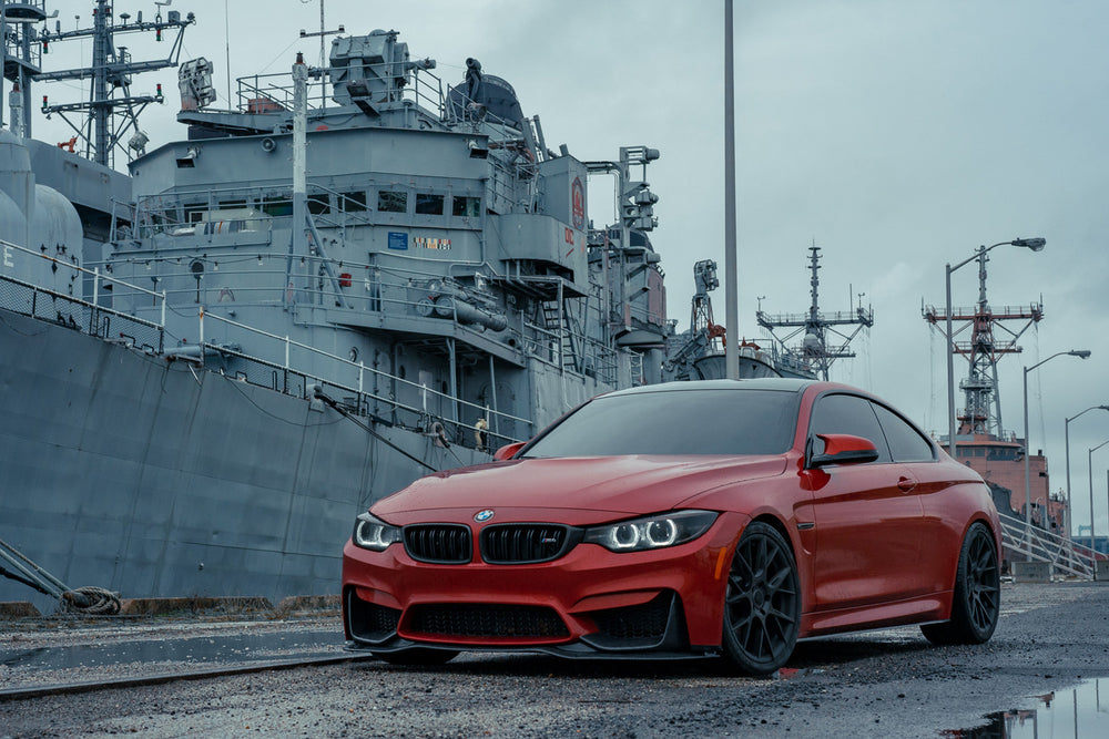 A 2018 BMW M4 on 20 Inch Blaque Diamond BD-F18 Gloss Black Wheels