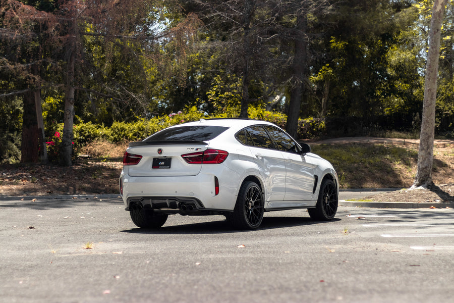 A 2018 BMW X6M on 22 Inch Blaque Diamond BD-F18 Gloss Black Wheels