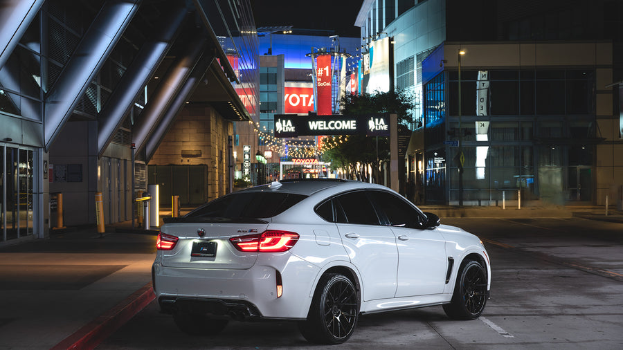 A 2018 BMW X6M on 22 Inch Blaque Diamond BD-F18 Gloss Black Wheels