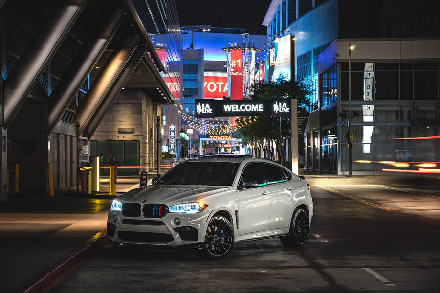 A 2018 BMW X6M on 22 Inch Blaque Diamond BD-F18 Gloss Black Wheels