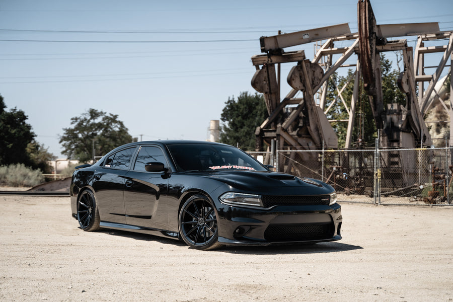 A 2018 Dodge Charger on 20 Inch Blaque Diamond BD-11 Gloss Black Wheels