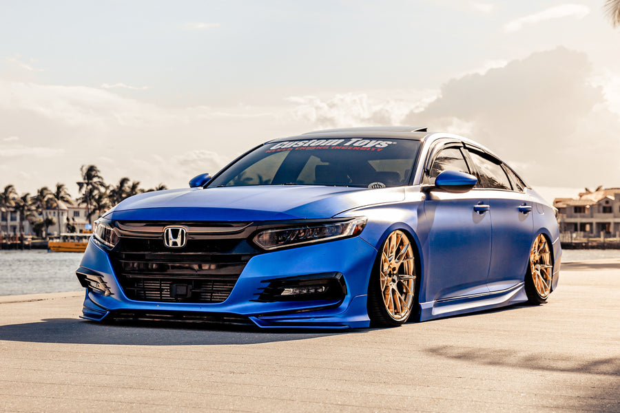 A 2018 Honda Accord Sport on 20 Inch Blaque Diamond BD-F18 Polished Rose Gold Wheels