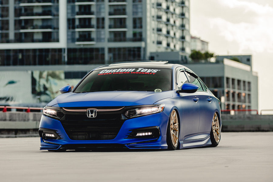 A 2018 Honda Accord Sport on 20 Inch Blaque Diamond BD-F18 Polished Rose Gold Wheels
