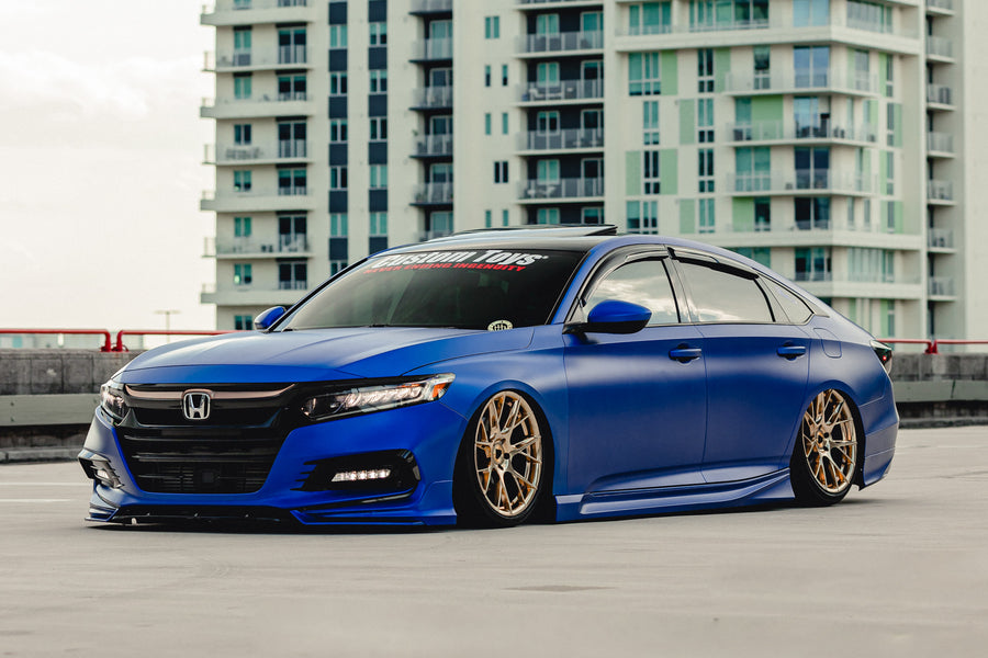 A 2018 Honda Accord Sport on 20 Inch Blaque Diamond BD-F18 Polished Rose Gold Wheels