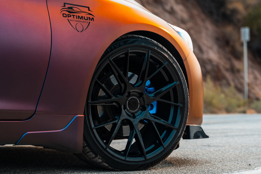 A 2018 Infiniti Q50 on Blaque Diamond BD-F18 Gloss Black Wheels