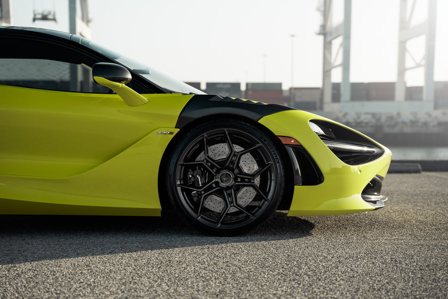 A 2018 McLaren 720s on 20 Inch Blaque Diamond BD-F25 Gloss Black Wheels