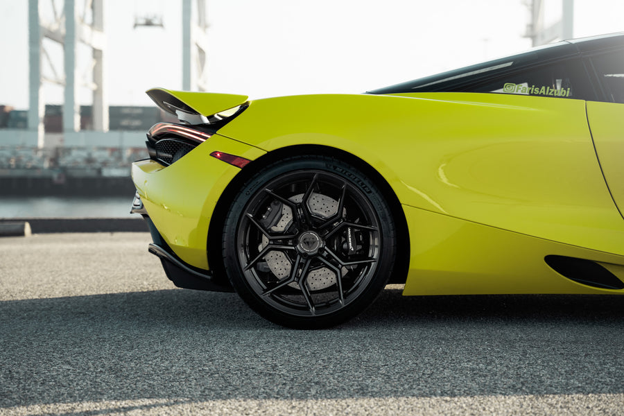 A 2018 McLaren 720s on 20 Inch Blaque Diamond BD-F25 Gloss Black Wheels