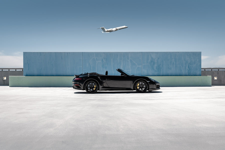 A 2018 Porsche 911 Turbo S on Blaque Diamond BD-F18 Gloss Black Wheels