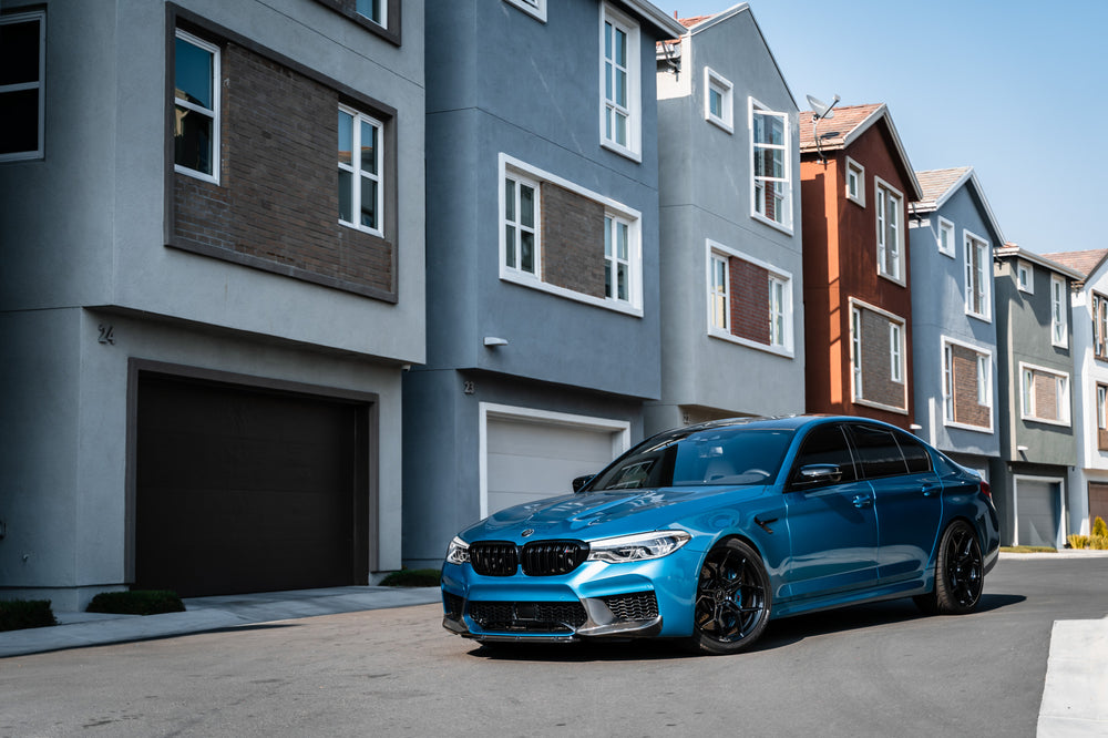 A 2019 BMW M5 on Blaque Diamond BD-F25 Gloss Black Wheels