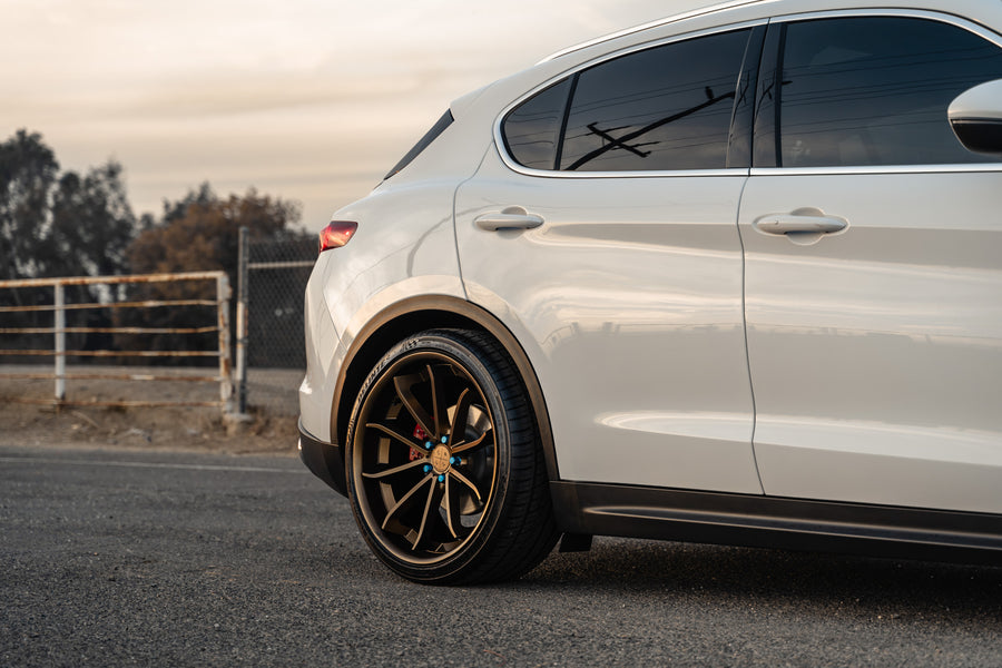 A 2020 Alfa Romeo Stelvio on Blaque Diamond BD-23 Custom Bronze Finish Wheels