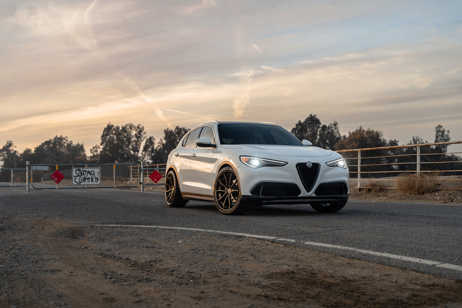 A 2020 Alfa Romeo Stelvio on Blaque Diamond BD-23 Custom Bronze Finish Wheels