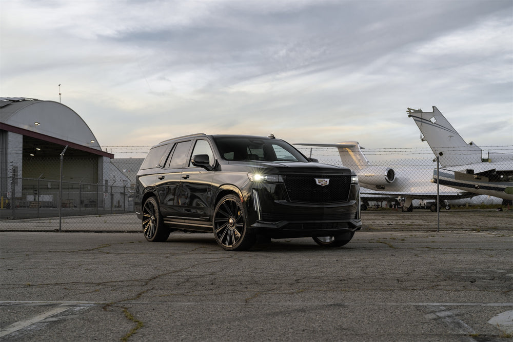 A 2022 Cadillac Escalade on Blaque Diamond BD-40 Gloss Black Wheels