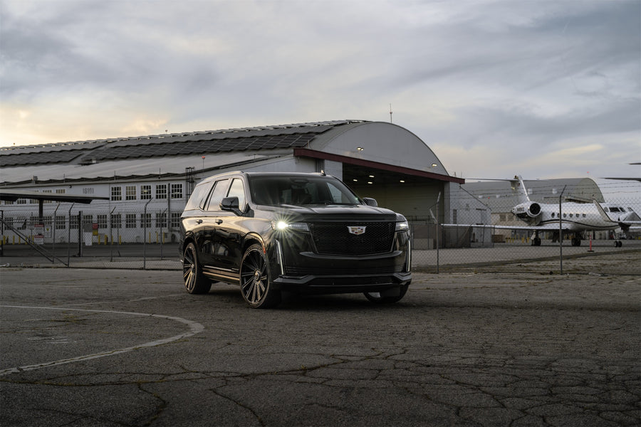 A 2022 Cadillac Escalade on Blaque Diamond BD-40 Gloss Black Wheels