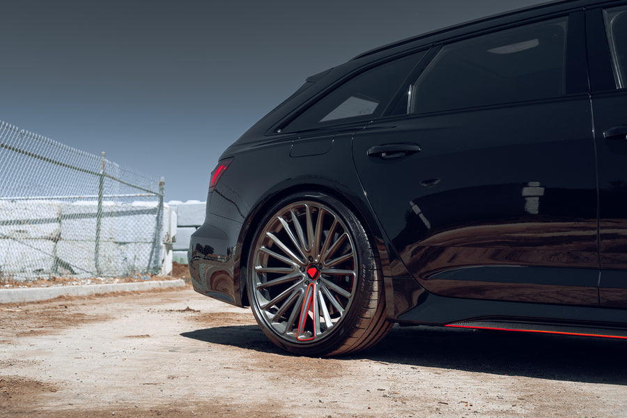 A Black 2022 Audi RS6 on Blaque Diamond BD-715 Custom Brushed Graphite Wheels