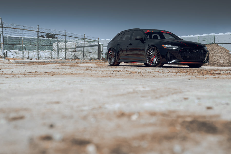 A Black 2022 Audi RS6 on Blaque Diamond BD-715 Custom Brushed Graphite Wheels