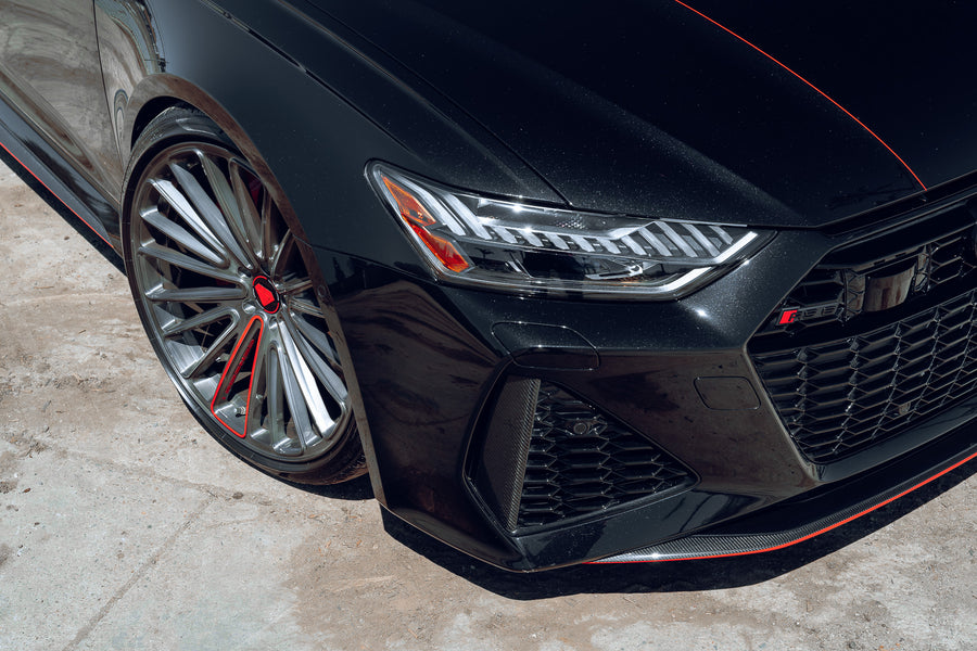 A Black 2022 Audi RS6 on Blaque Diamond BD-715 Custom Brushed Graphite Wheels