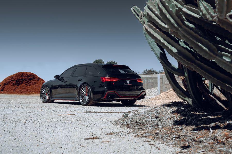 A Black 2022 Audi RS6 on Blaque Diamond BD-715 Custom Brushed Graphite Wheels