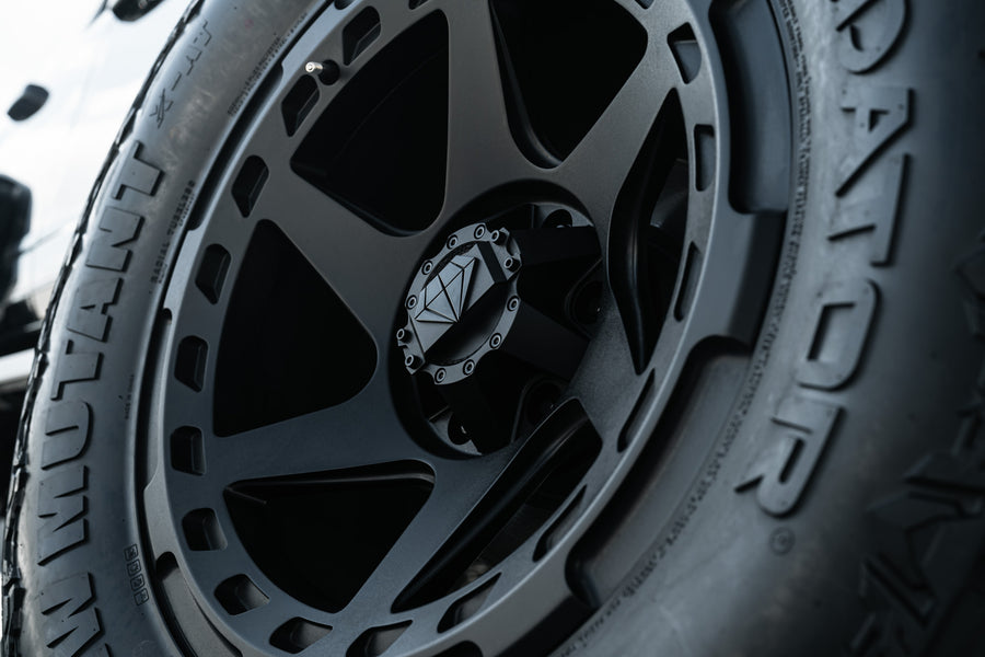 A 2022 Ford Bronco on Blaque Diamond BD-O728 Textured Black Wheels