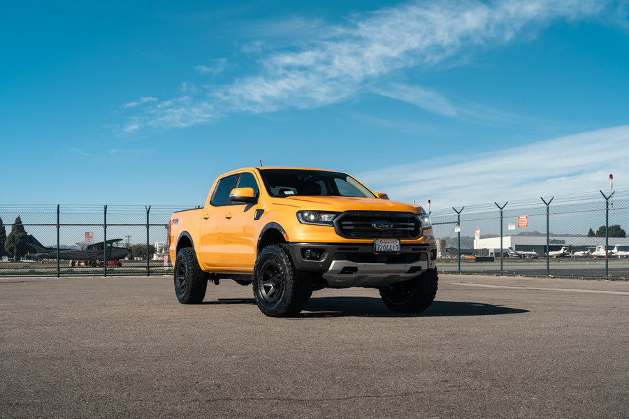 A 2022 Ford Ranger Lariat on Blaque Diamond BD-O102 Wheels in Textured Black