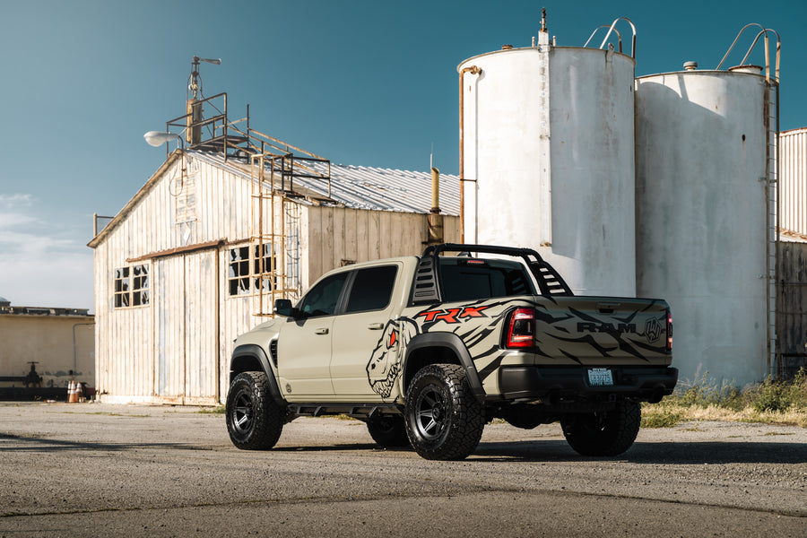 A 2022 Ram 1500 TRX on Blaque Diamond BD-O102 Textured Black Wheels