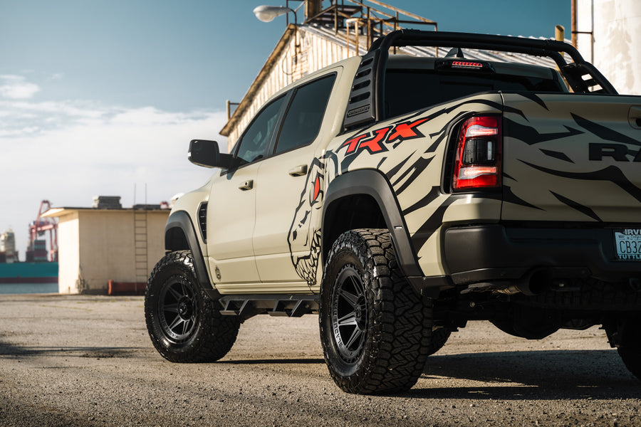 A 2022 Ram 1500 TRX on Blaque Diamond BD-O102 Textured Black Wheels