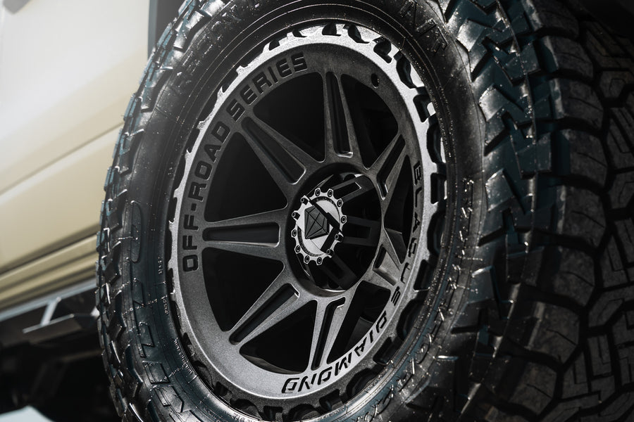 A 2022 Ram 1500 TRX on Blaque Diamond BD-O102 Textured Black Wheels