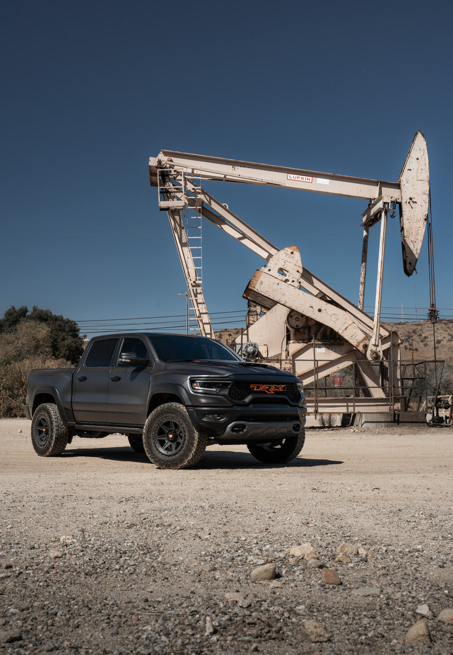 A 2022 Ram 1500 TRX on Blaque Diamond BD-O102 Textured Black Wheels