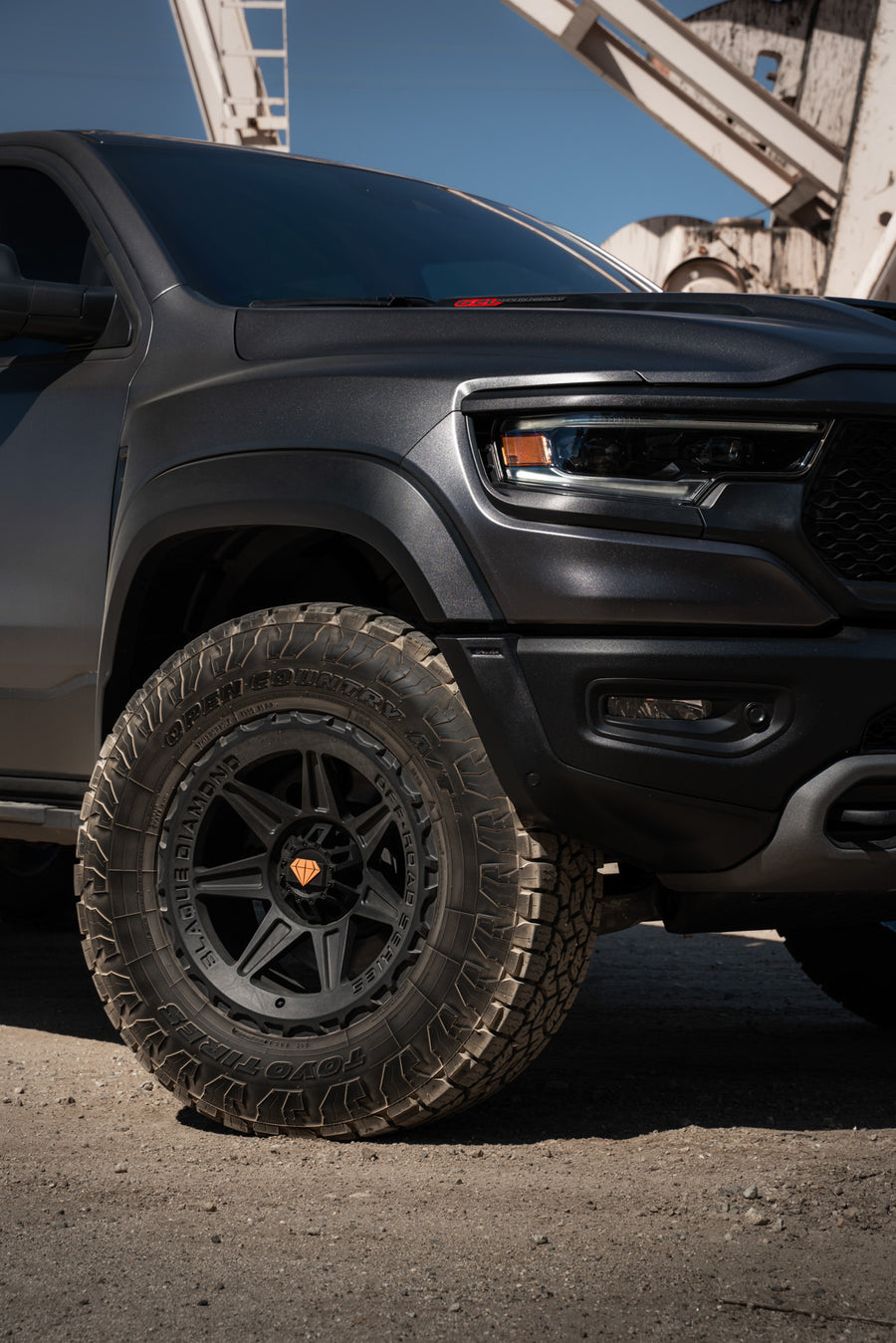 A 2022 Ram 1500 TRX on Blaque Diamond BD-O102 Textured Black Wheels