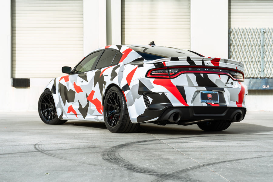 A Dodge Charger Hellcat Widebody on Blaque Diamond BD-F18 Gloss Black Wheels