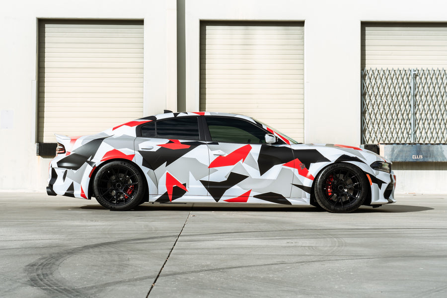 A Dodge Charger Hellcat Widebody on Blaque Diamond BD-F18 Gloss Black Wheels