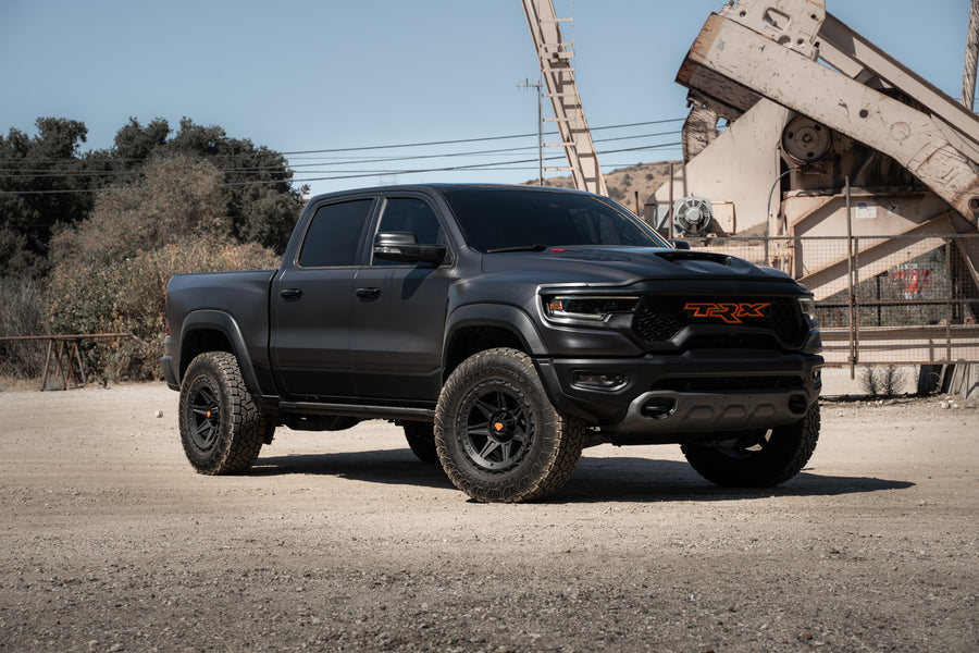 A 2022 Ram 1500 TRX on Blaque Diamond BD-O102 Textured Black Wheels