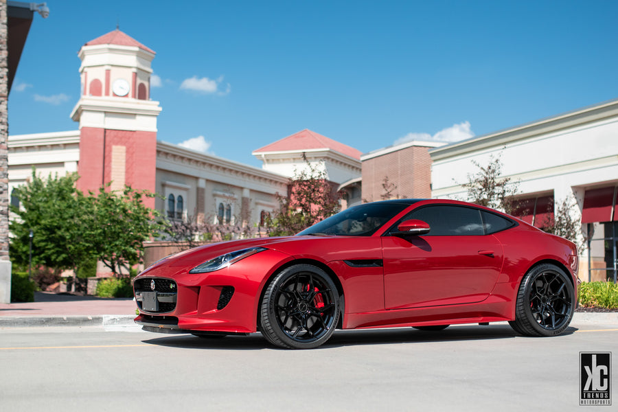 A 2015 Jaguar F-Type Coupe on Blaque Diamond BD-F25 Gloss Black Wheels