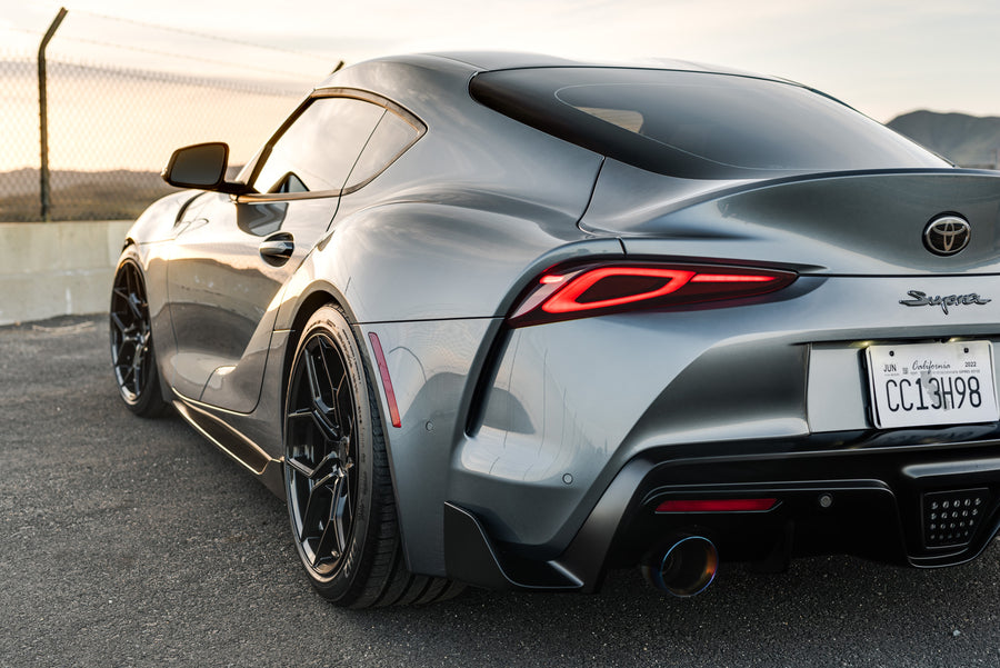 A 2021 Toyota Supra on Blaque Diamond BD-F25 Gloss Black Wheels