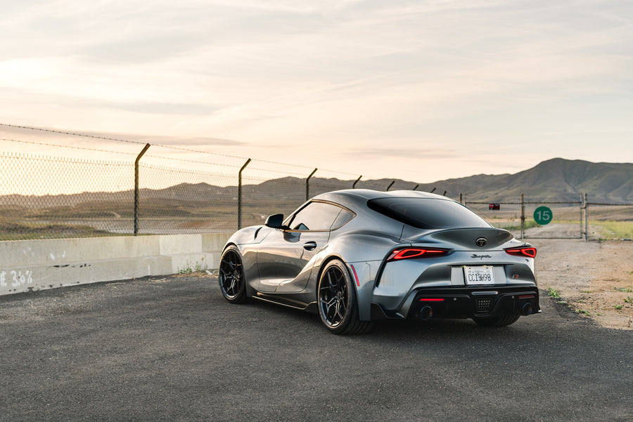 A 2021 Toyota Supra on Blaque Diamond BD-F25 Gloss Black Wheels
